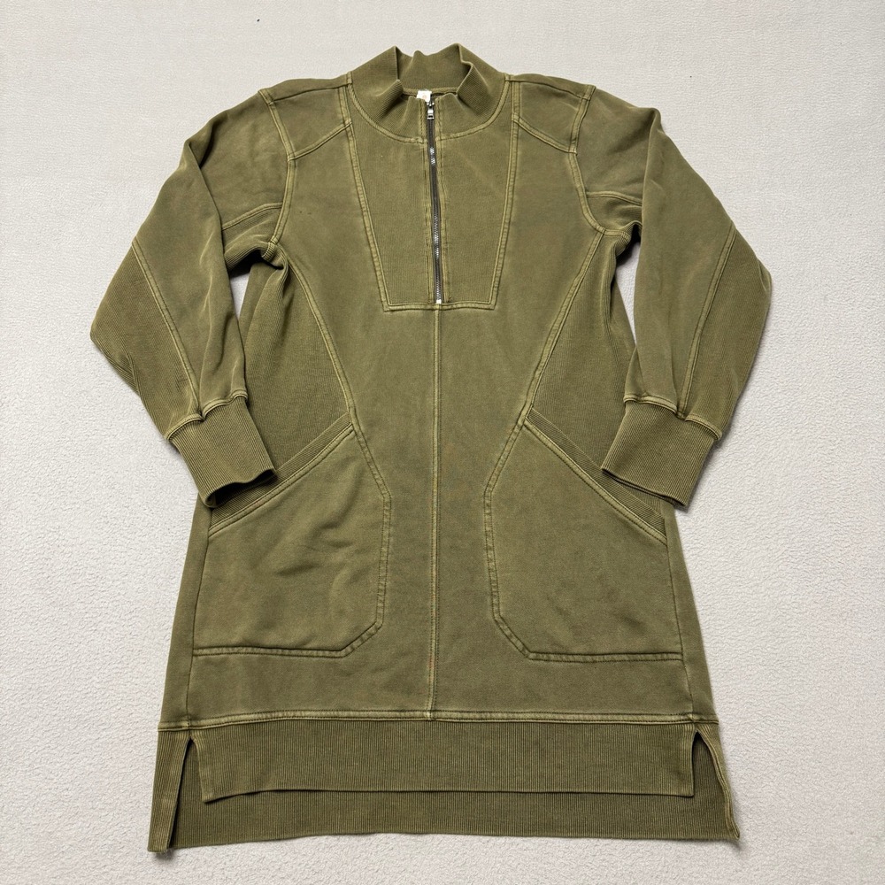 Daily Practice Dress Womens S Green Sweatshirt Quarter Zip Pockets Casual Lounge